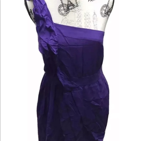 BCBG Generation One Shoulder Pencil Dress Mini Purple  8 - Picture 1 of 7